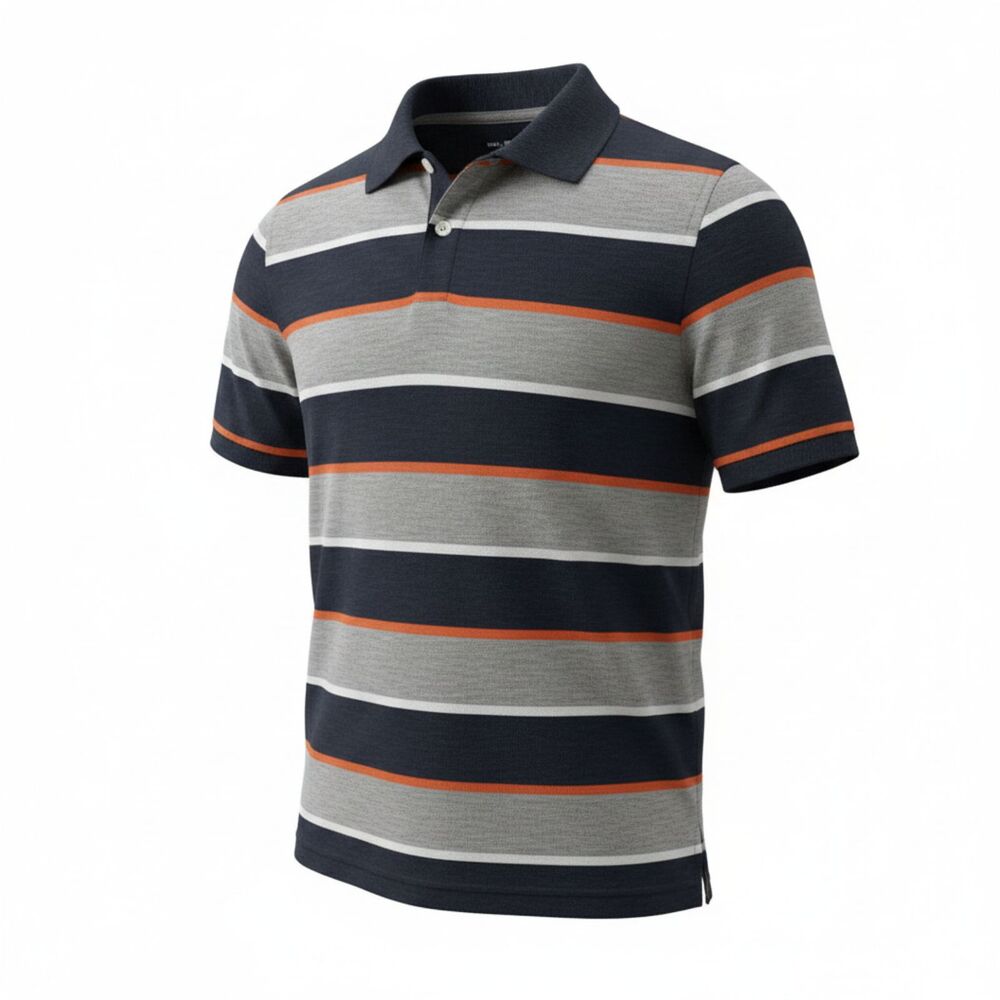 Urban Pipeline Boys Striped Polo Shirt Size Small Gray Navy Orange